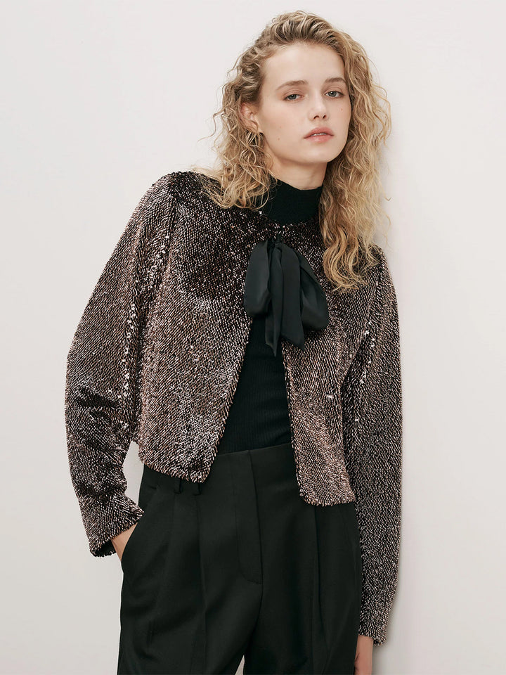 Bancroff Sequin Jacket in Copper/Black
