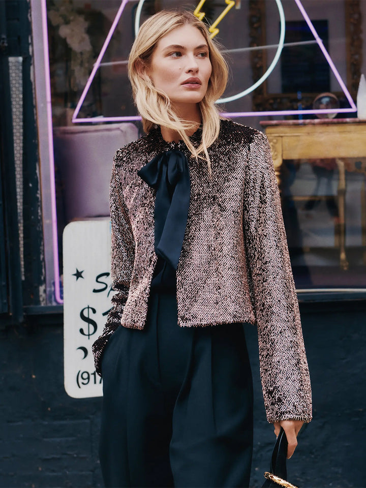 Bancroff Sequin Jacket in Copper/Black