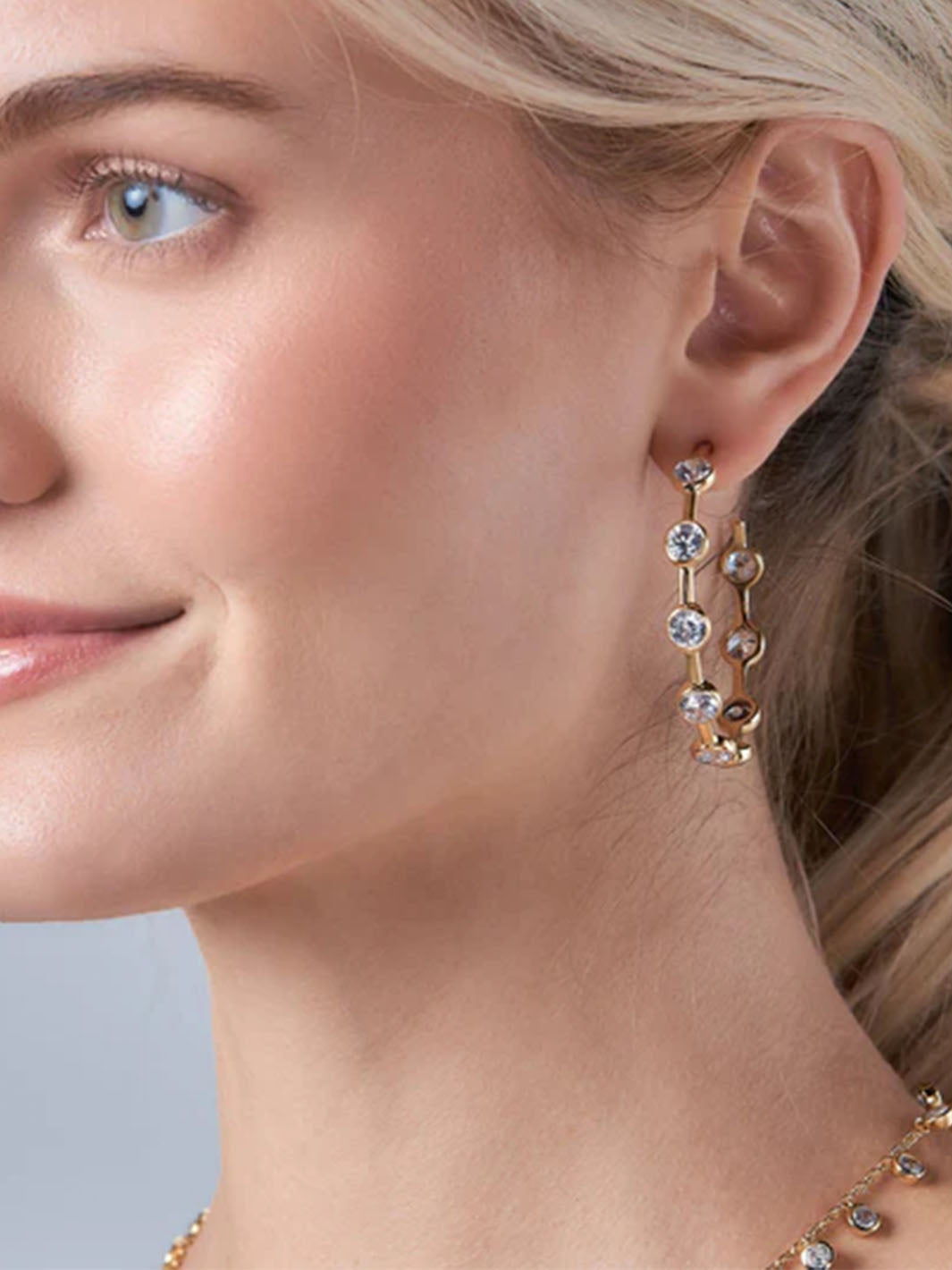 Becky Hoop earrings in Cubic Zirconia