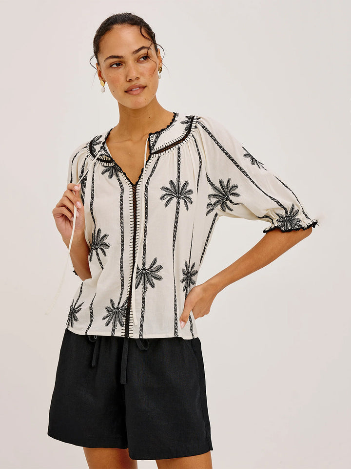 Belina Top in Embroidered Palm