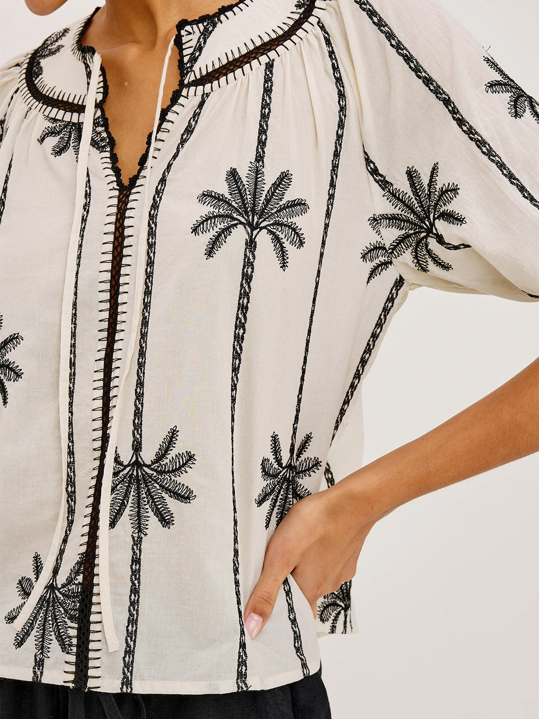 Belina Top in Embroidered Palm
