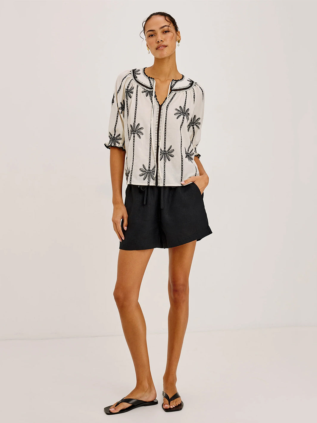 Belina Top in Embroidered Palm