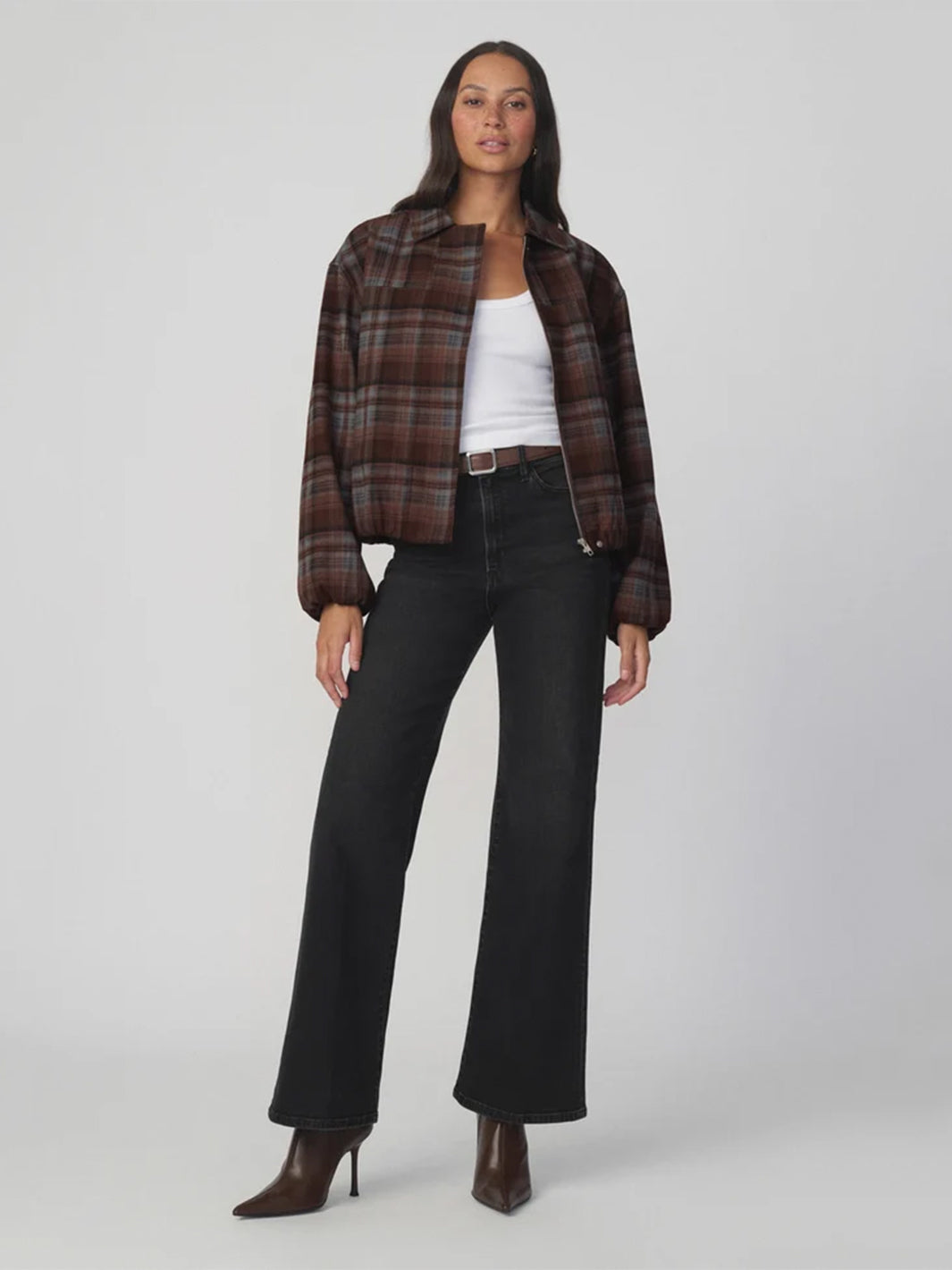 The Bella Bomber Jacket in Brown/Blue