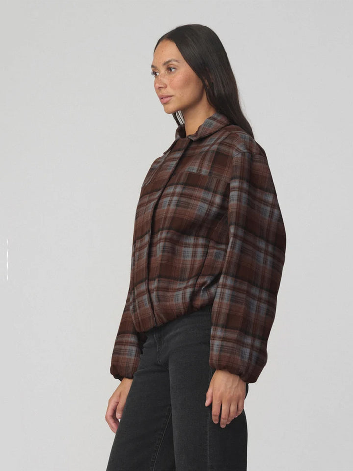 The Bella Bomber Jacket in Brown/Blue