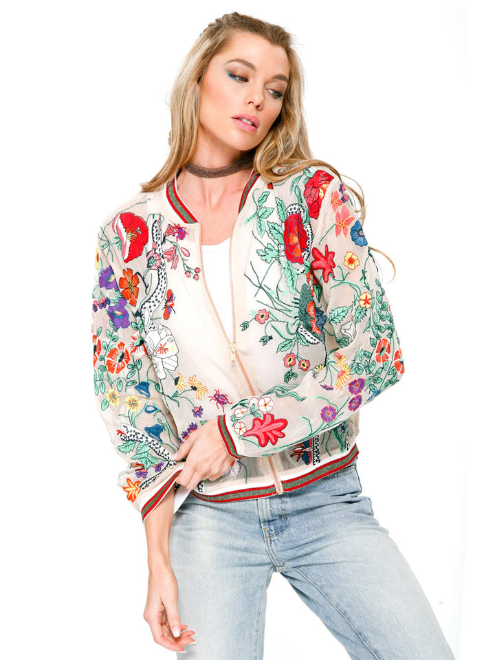 Bellezza Embroidered Jacket in Ivory Floral