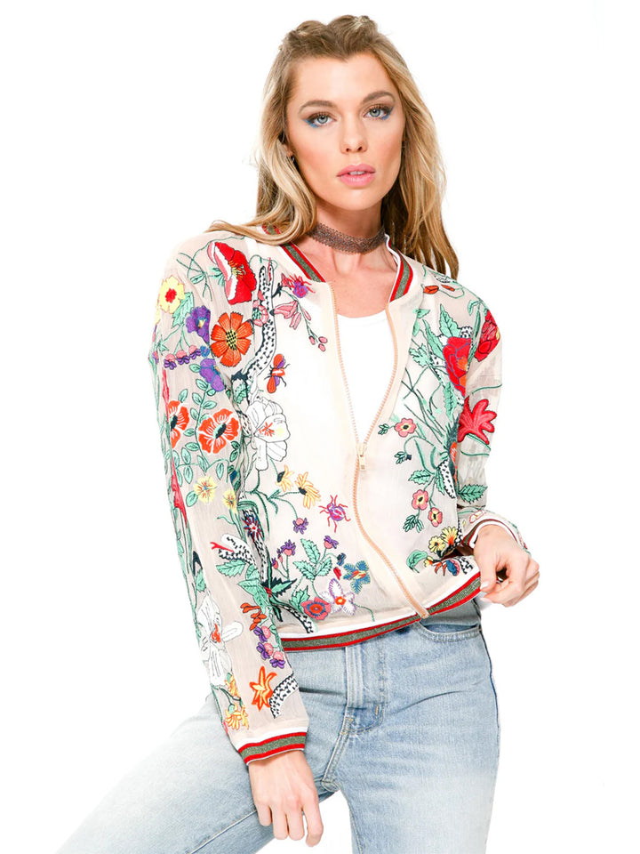 Bellezza Embroidered Jacket in Ivory Floral