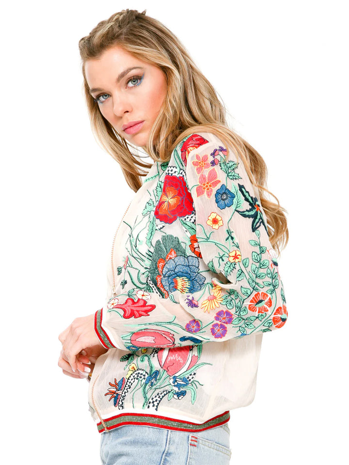 Bellezza Embroidered Jacket in Ivory Floral