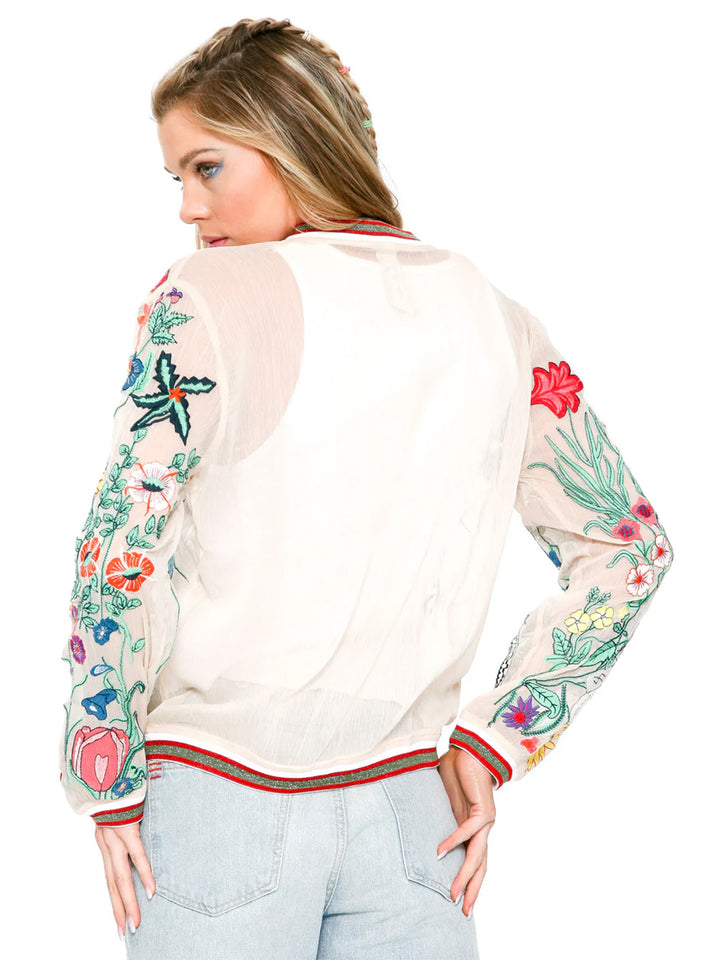 Bellezza Embroidered Jacket in Ivory Floral