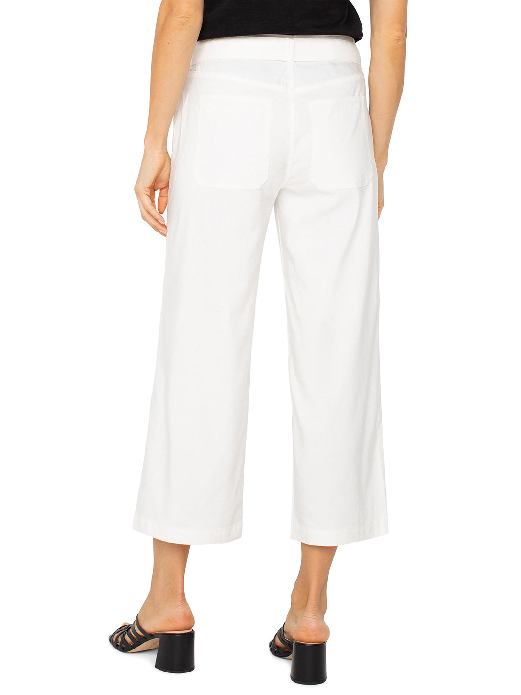 Belted Wide Leg Crop in White