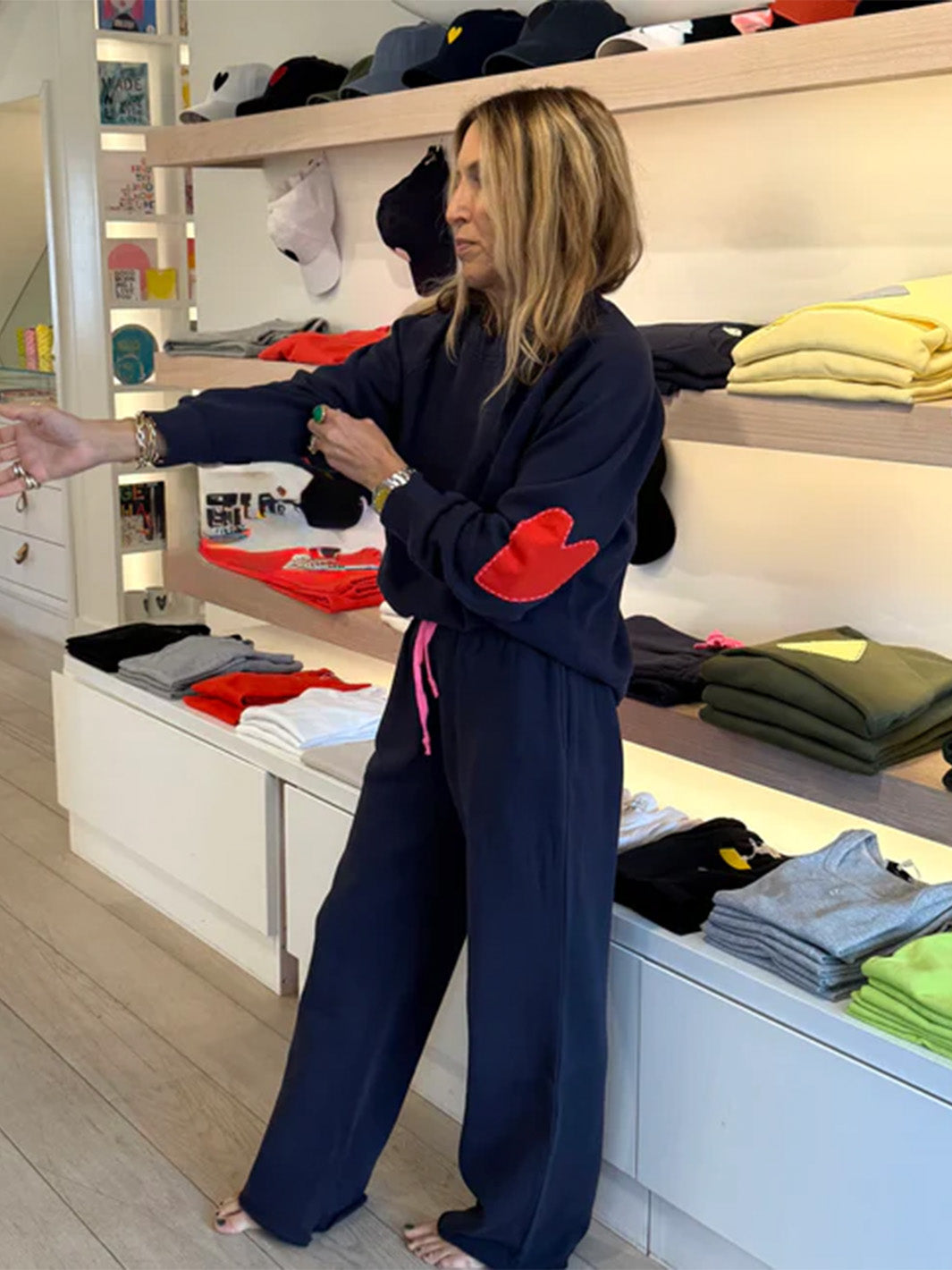 Zoom Benton Imperfect Heart Patch Sweatshirt in Indigo Blue