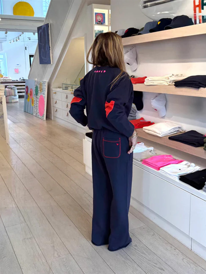 Zoom Benton Imperfect Heart Patch Sweatshirt in Indigo Blue