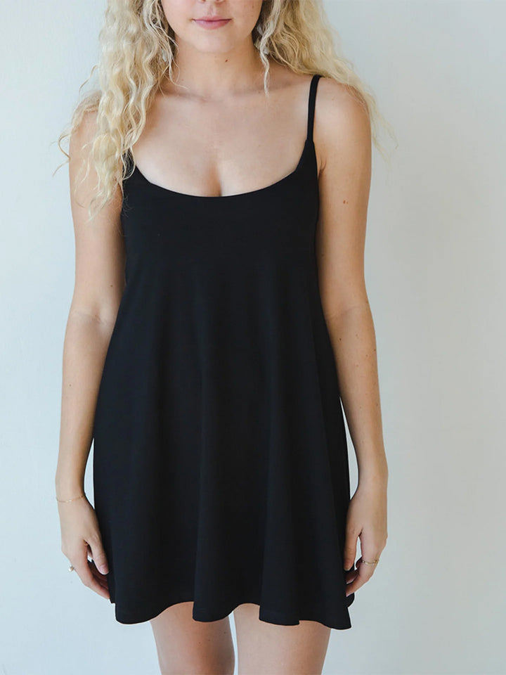 Betty Swinging Slip Dress in Black