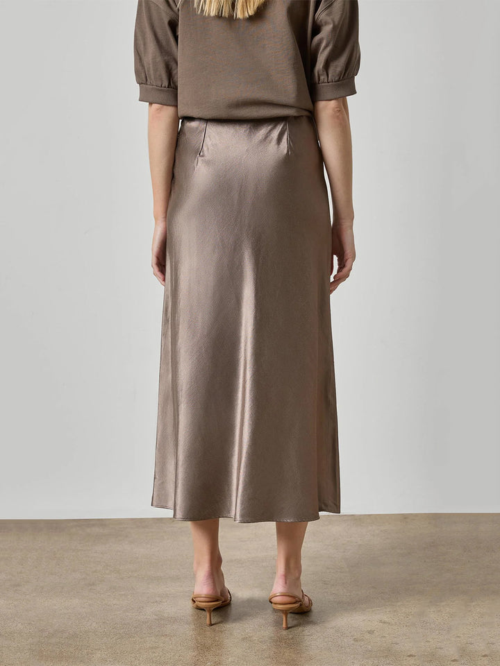 Slub Woven Bias Skirt in Shiitaki