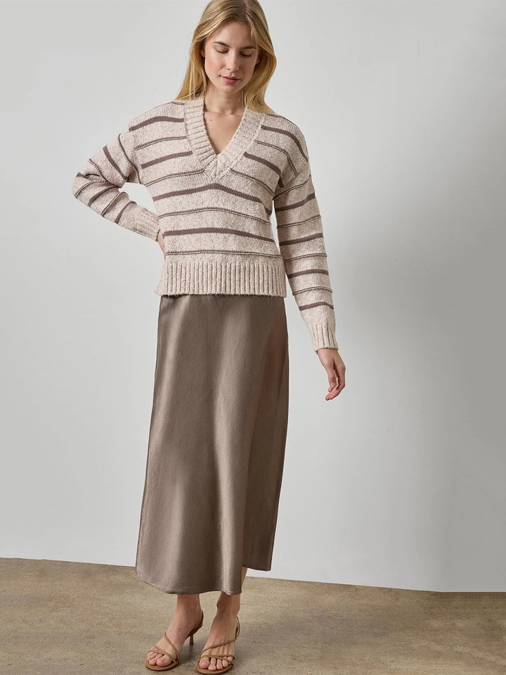 Slub Woven Bias Skirt in Shiitaki