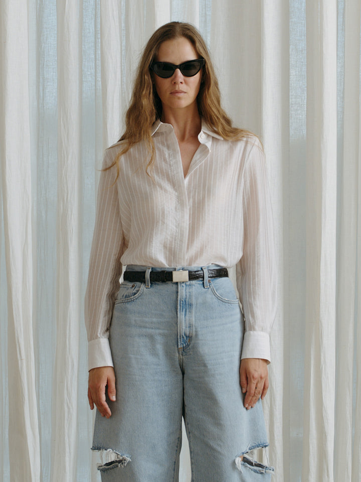 Blake Shirt in Blush Stripe