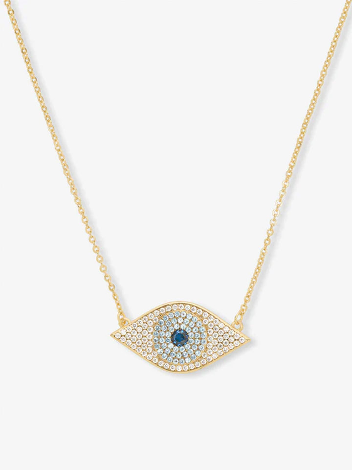Blue Evil Eye Necklace in Gold