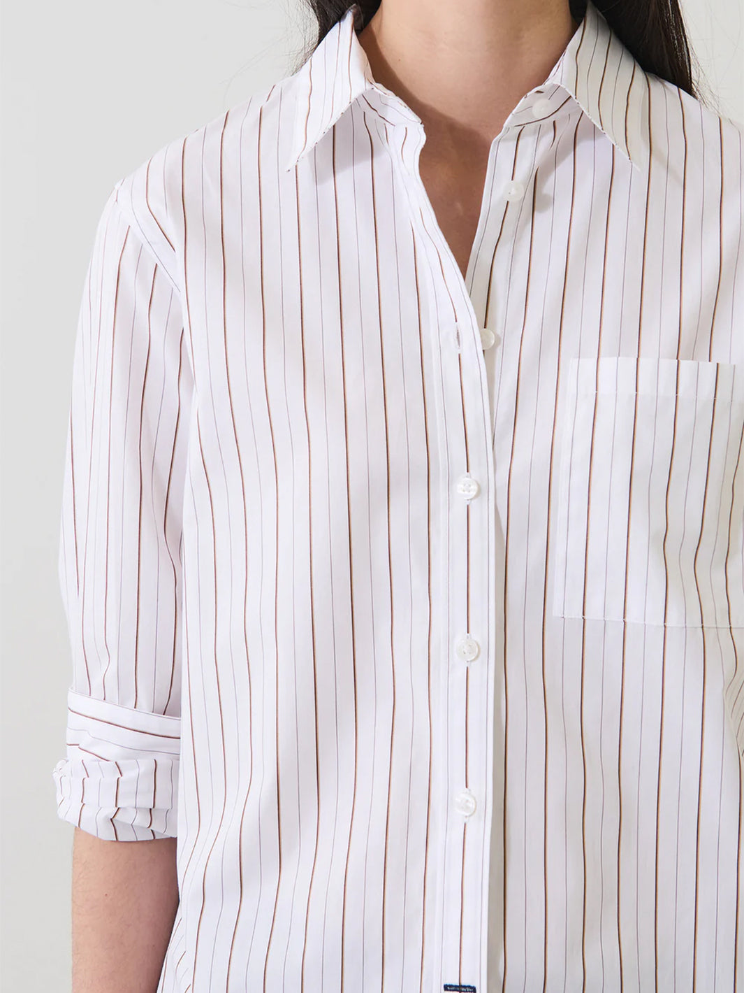 Cotton Stripe Boyfriend Pocket Shirt in Nomad