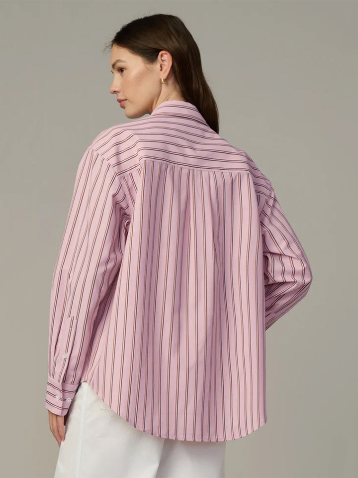 The Boyfriend Button Down in Blush Pink Stripe