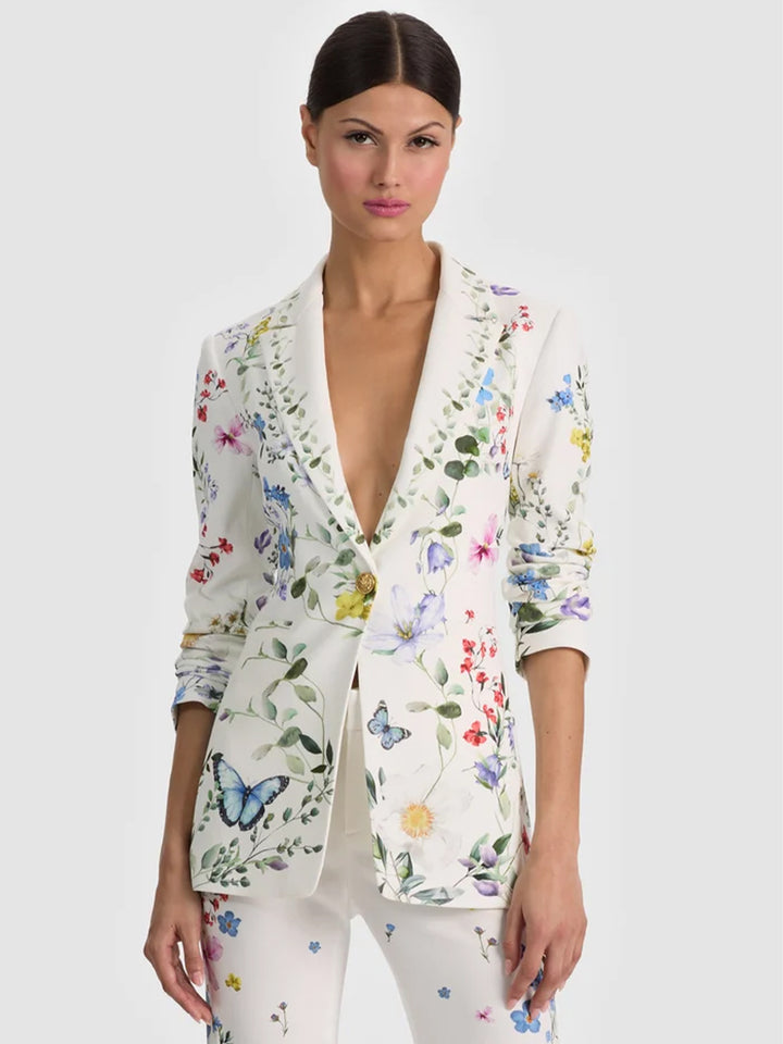 Breann Printed Blazer in Twisting Vines Off White