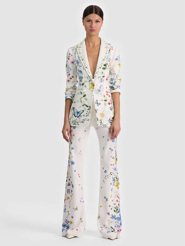 Breann Printed Blazer in Twisting Vines Off White