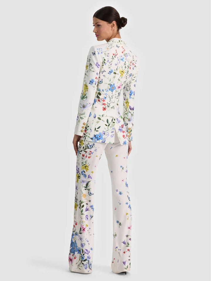 Breann Printed Blazer in Twisting Vines Off White