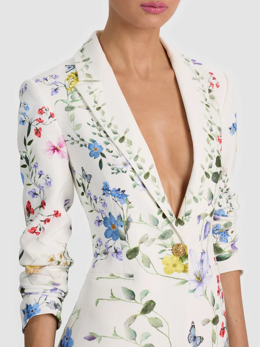 Breann Printed Blazer in Twisting Vines Off White