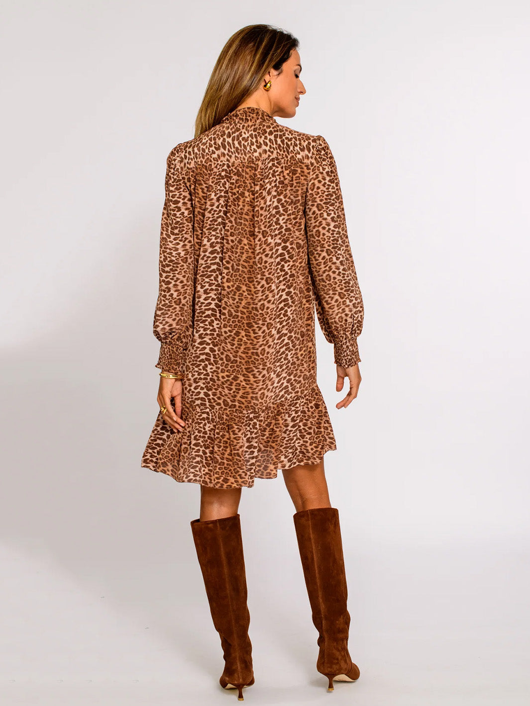 Brit Bow Dress in Leopard