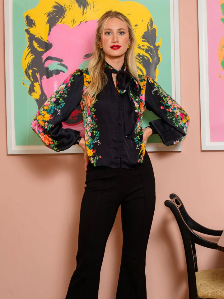 Brit Bow Blouse in Centerpiece Black
