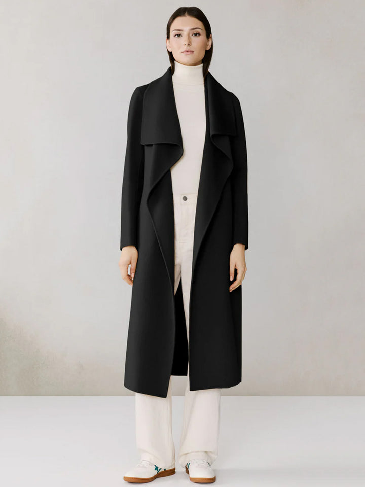 BRITTA _U Double Face Wool  Wrap Coat in Black