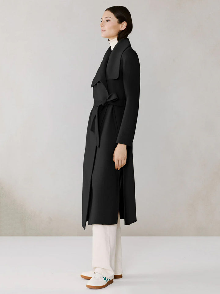 BRITTA _U Double Face Wool  Wrap Coat in Black