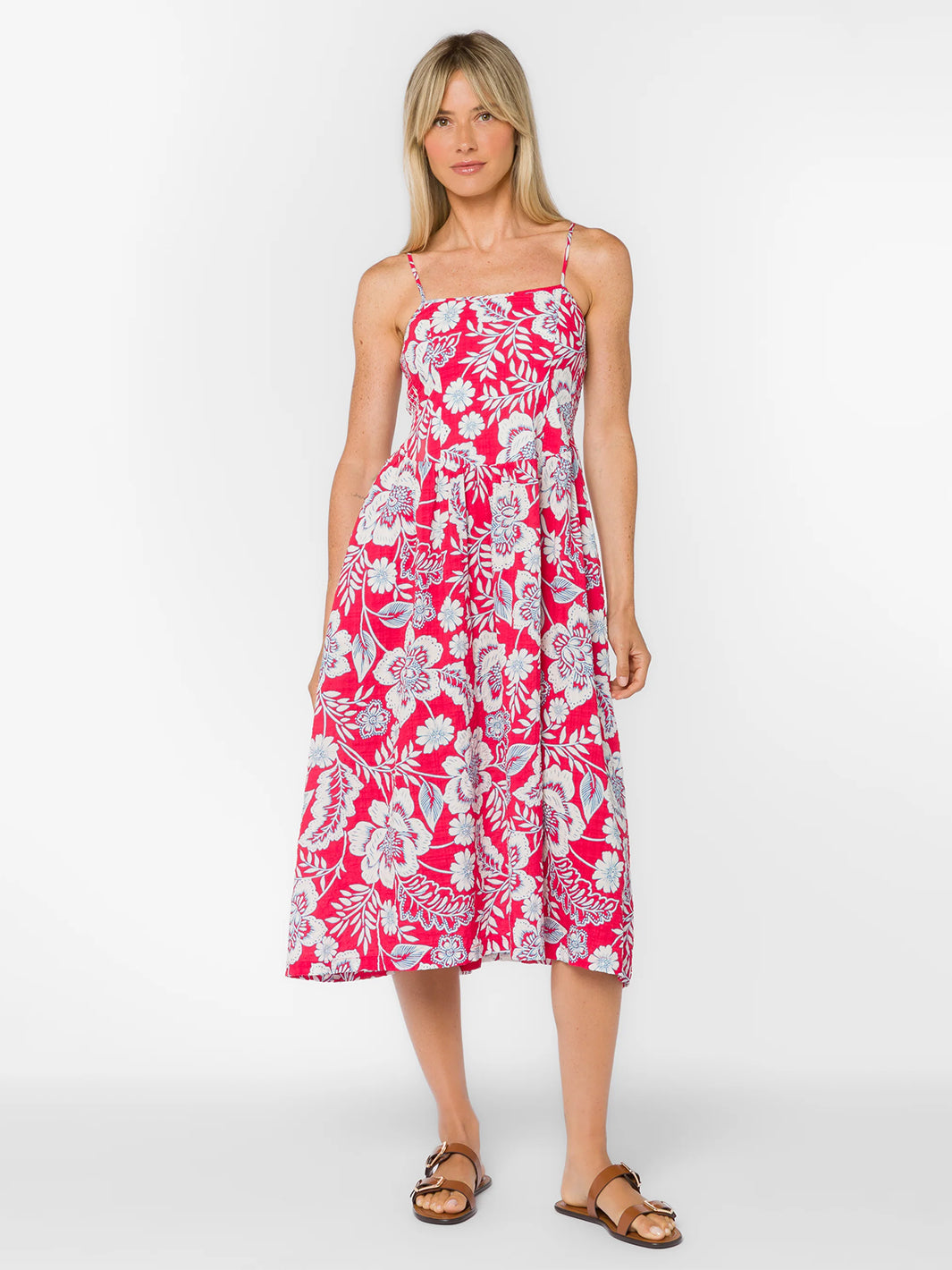 Brunilda Dress in Raspberry Floral Garden