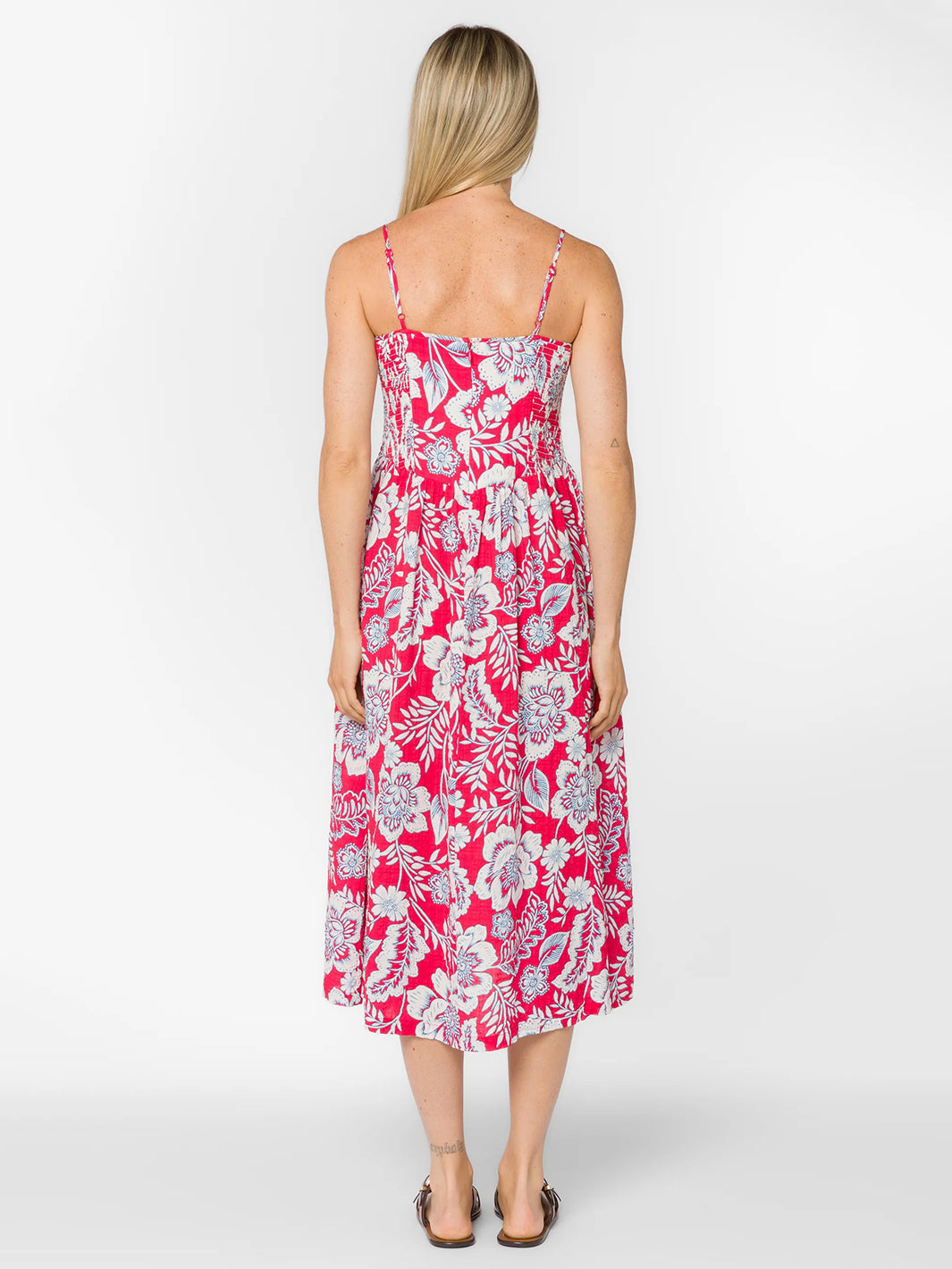 Brunilda Dress in Raspberry Floral Garden
