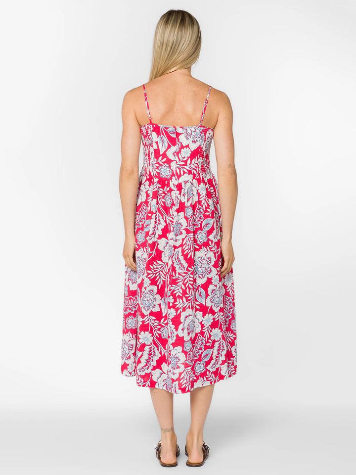 Brunilda Dress in Raspberry Floral Garden