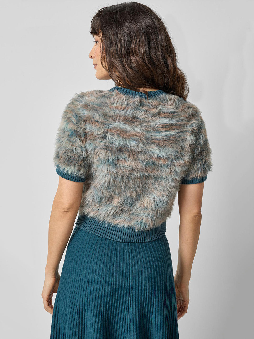 Short Sleeve Brushed Crewneck in Teal Space Dye