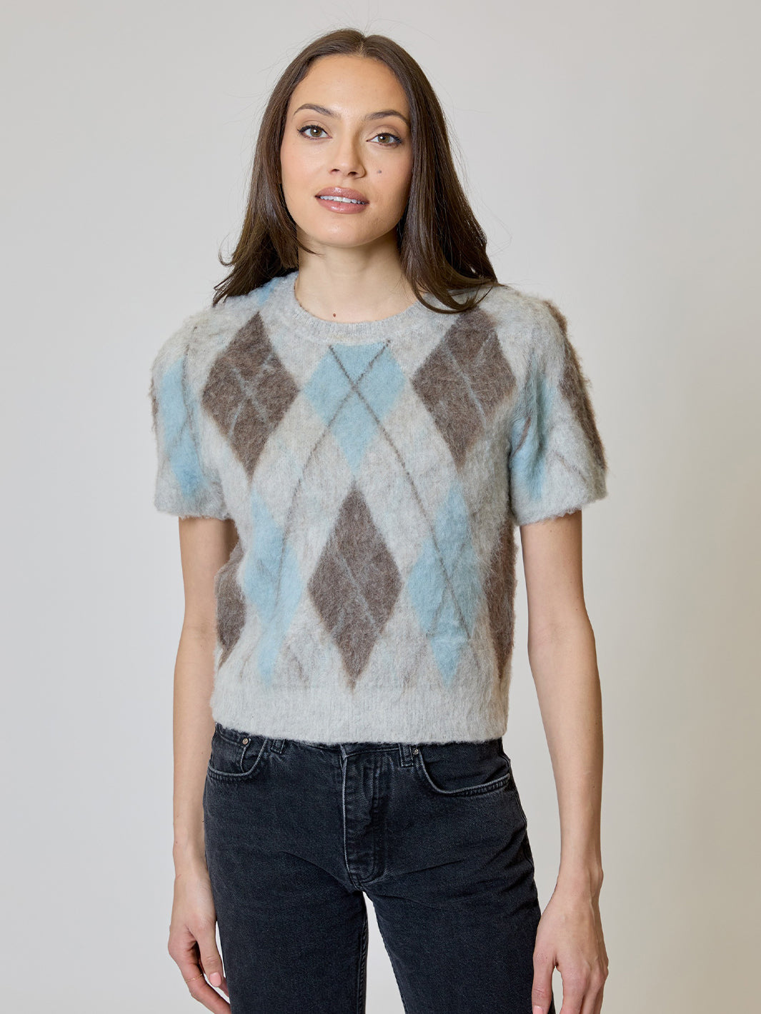 Brushed Argyle in Grey Blue