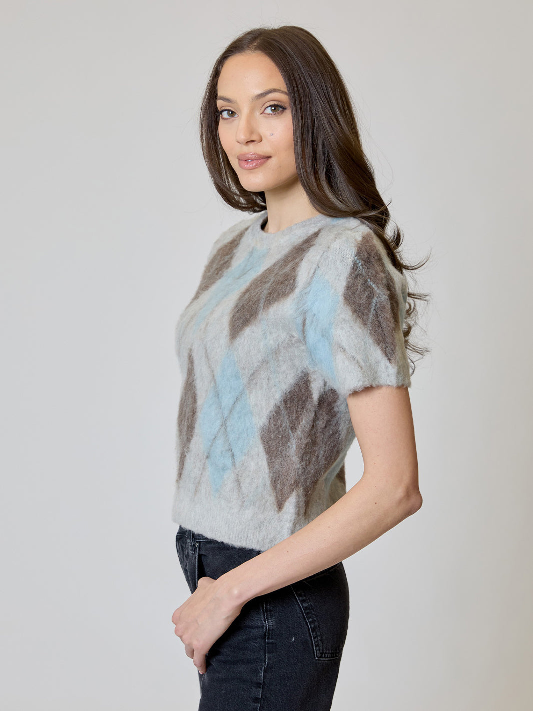 Brushed Argyle in Grey Blue