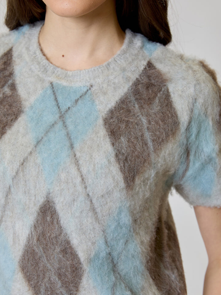 Brushed Argyle in Grey Blue