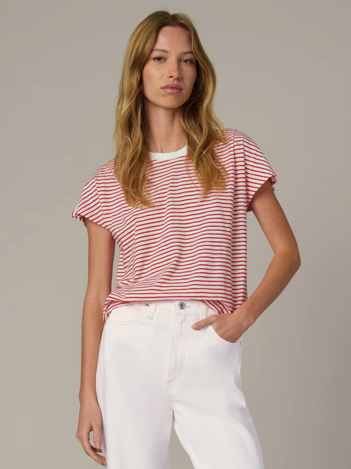 The Bubble Tee in Cherry Red White Stripe