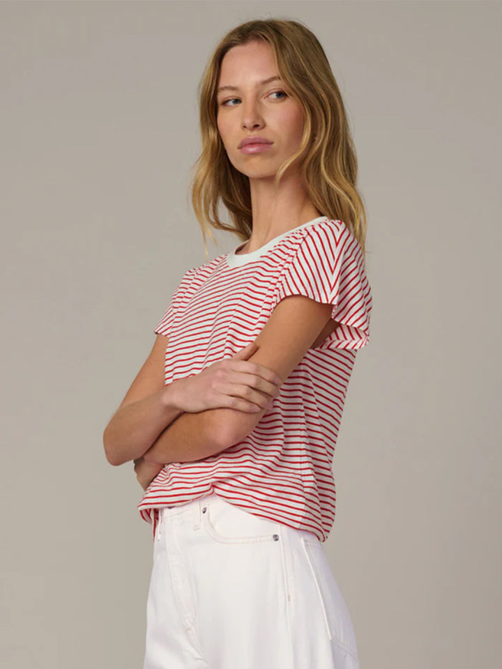 The Bubble Tee in Cherry Red White Stripe