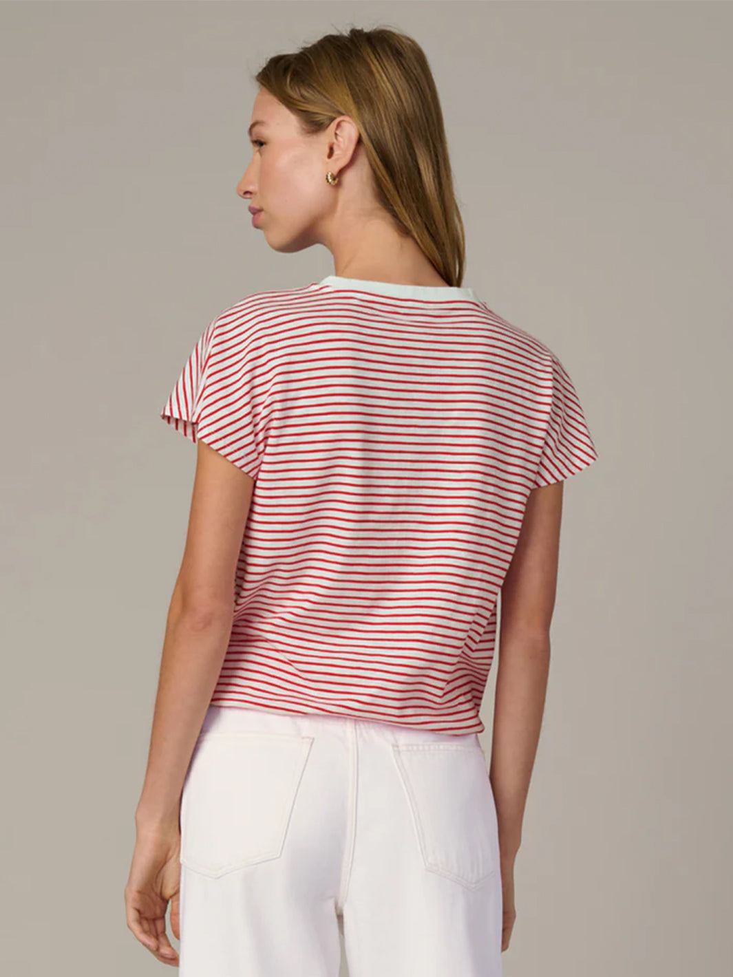 The Bubble Tee in Cherry Red White Stripe
