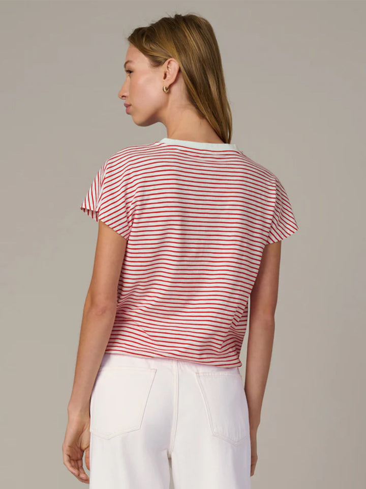 The Bubble Tee in Cherry Red White Stripe