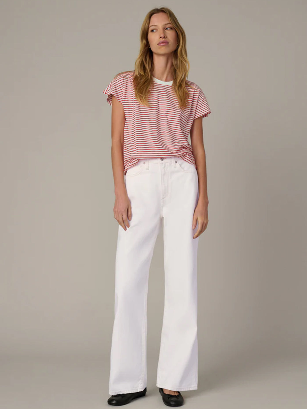 The Bubble Tee in Cherry Red White Stripe