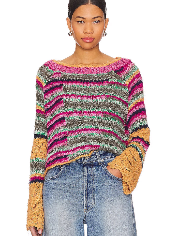 Butterfly Pullover Sweater in Pink Sage