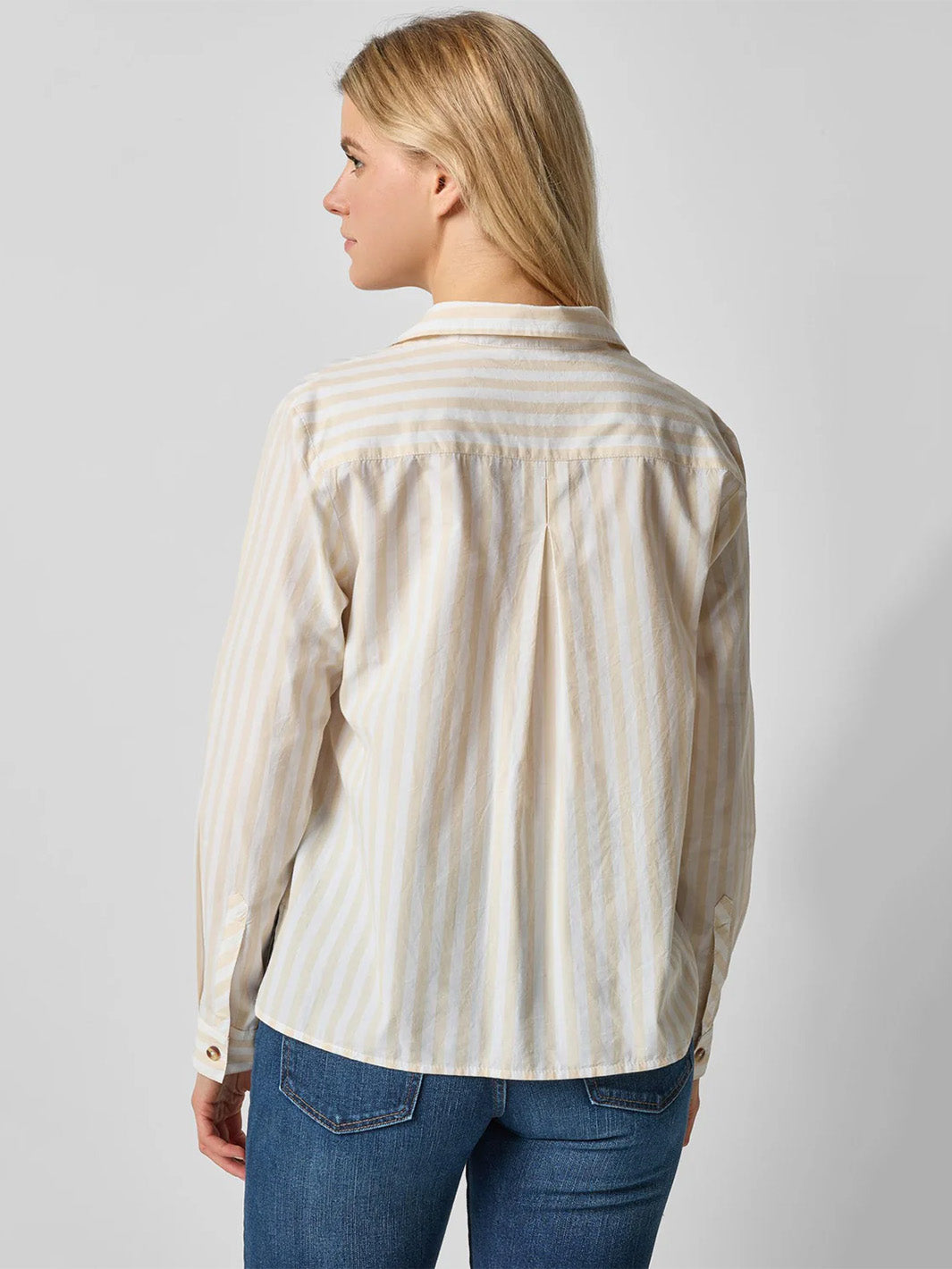 Striped Button Down Shirt in Ivory White