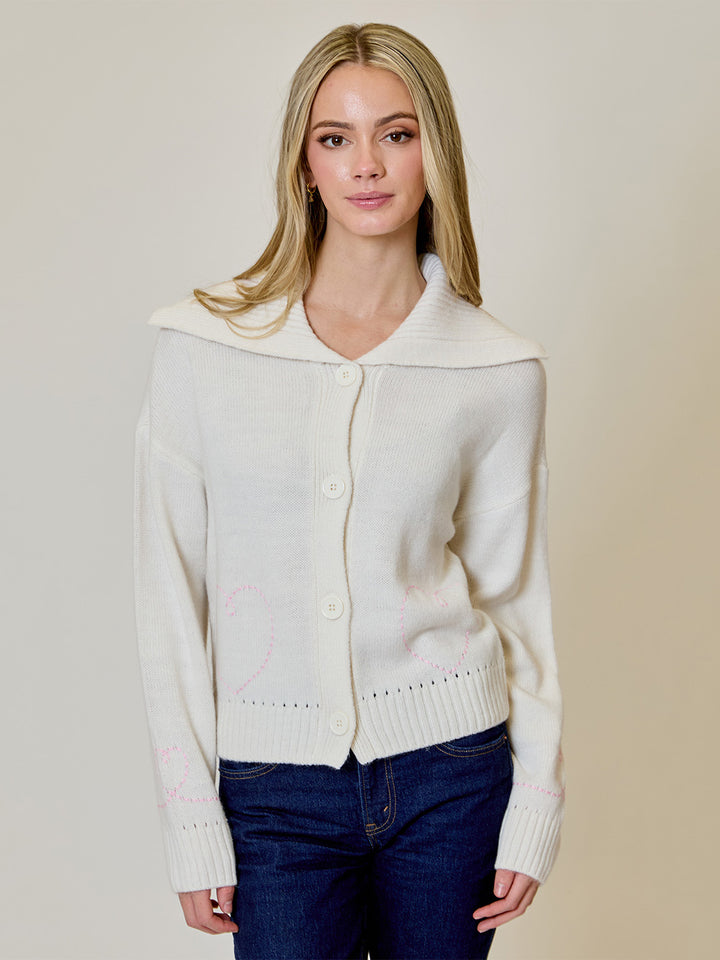 Button Down Cardigan in Vintage White