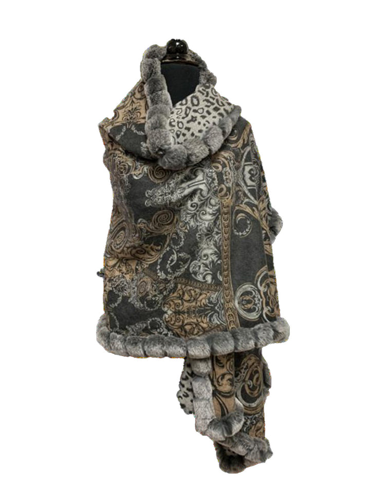 Cashmere Rex Wrap in Brown/Grey