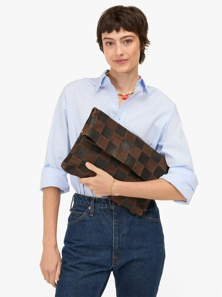 Carryall Clutch in Black/Chocolate