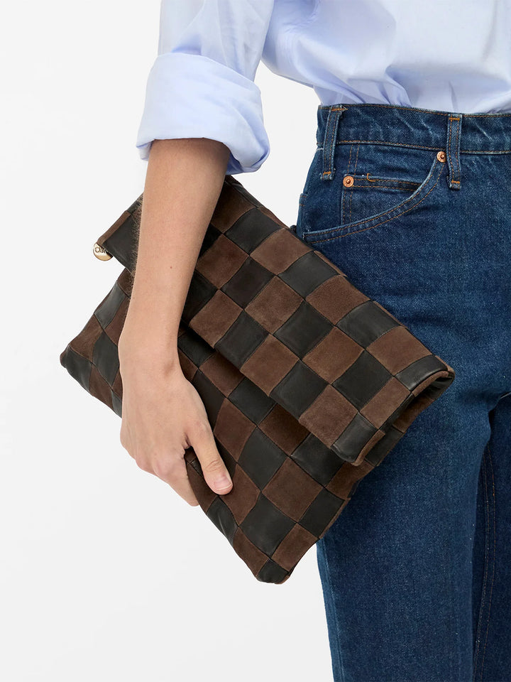 Carryall Clutch in Black/Chocolate