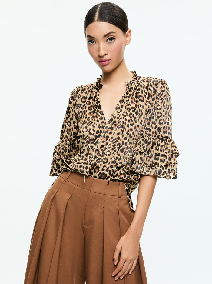 Julius Tier Sleeve Tunic Top in Leopard Love