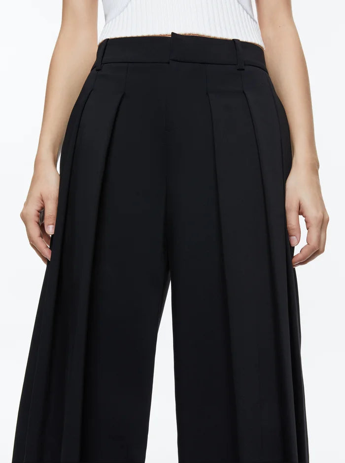 Blaire Wide Leg Pleated Pant in Black